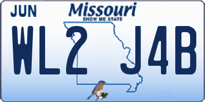 MO license plate WL2J4B