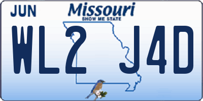 MO license plate WL2J4D