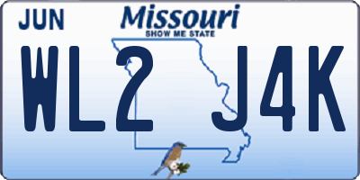 MO license plate WL2J4K