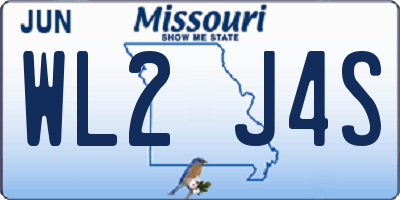 MO license plate WL2J4S