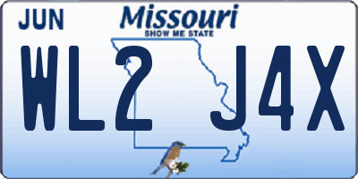 MO license plate WL2J4X