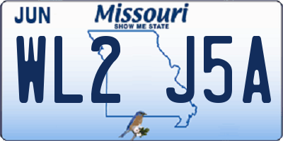 MO license plate WL2J5A