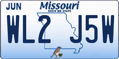 MO license plate WL2J5W