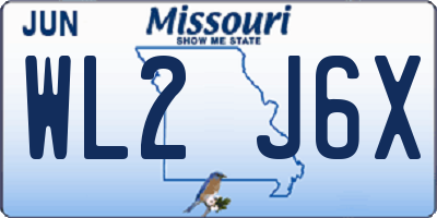 MO license plate WL2J6X