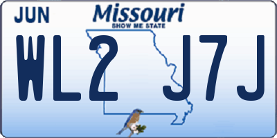 MO license plate WL2J7J