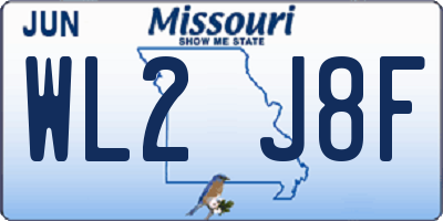 MO license plate WL2J8F