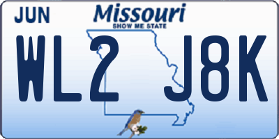 MO license plate WL2J8K