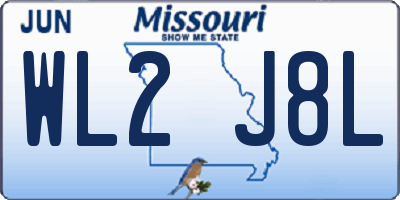 MO license plate WL2J8L