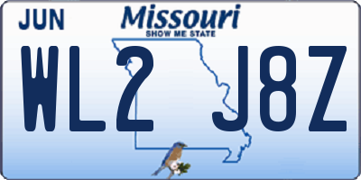 MO license plate WL2J8Z