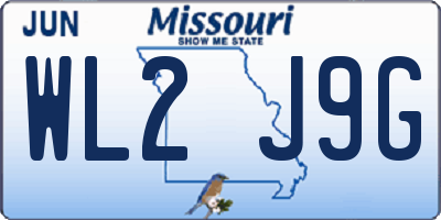 MO license plate WL2J9G