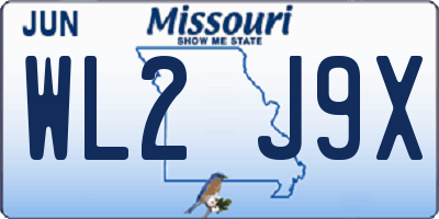 MO license plate WL2J9X