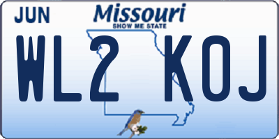 MO license plate WL2K0J