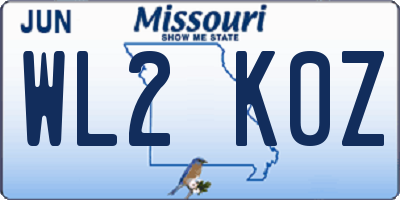 MO license plate WL2K0Z