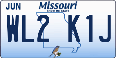 MO license plate WL2K1J