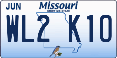 MO license plate WL2K1O