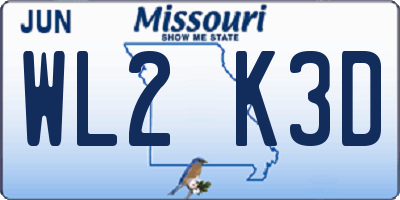 MO license plate WL2K3D