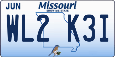 MO license plate WL2K3I