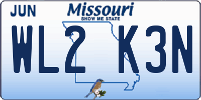MO license plate WL2K3N