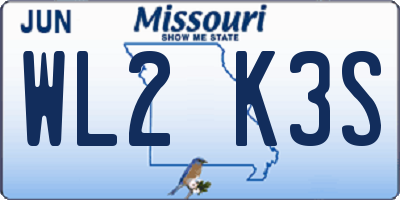 MO license plate WL2K3S