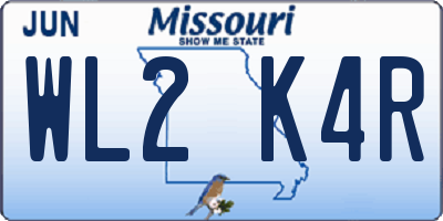 MO license plate WL2K4R