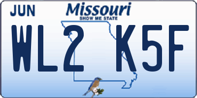 MO license plate WL2K5F