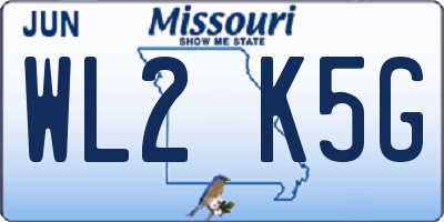 MO license plate WL2K5G