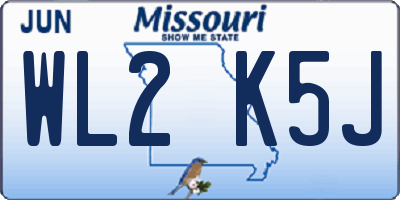 MO license plate WL2K5J