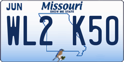MO license plate WL2K5O