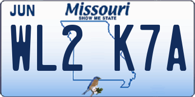 MO license plate WL2K7A