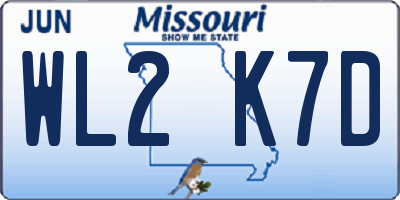 MO license plate WL2K7D