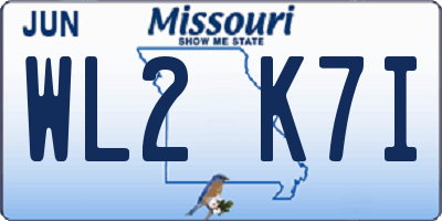 MO license plate WL2K7I