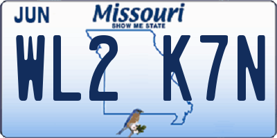 MO license plate WL2K7N