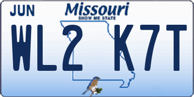 MO license plate WL2K7T