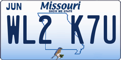 MO license plate WL2K7U
