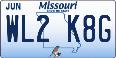 MO license plate WL2K8G