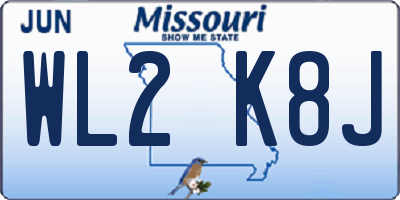 MO license plate WL2K8J