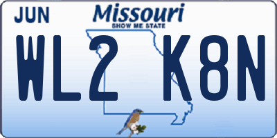 MO license plate WL2K8N