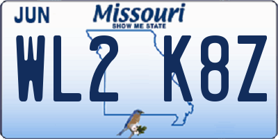 MO license plate WL2K8Z