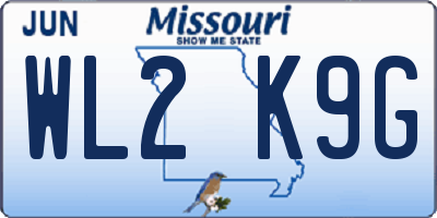 MO license plate WL2K9G