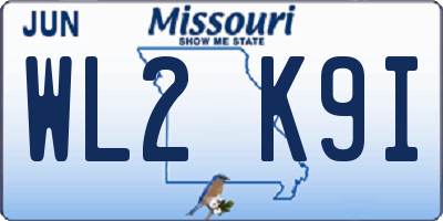 MO license plate WL2K9I