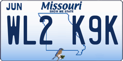 MO license plate WL2K9K