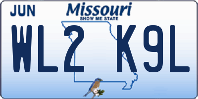 MO license plate WL2K9L