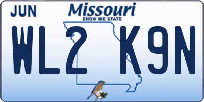 MO license plate WL2K9N