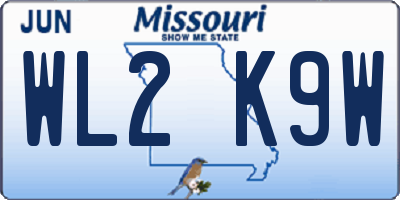 MO license plate WL2K9W
