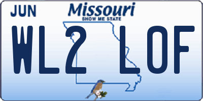 MO license plate WL2L0F