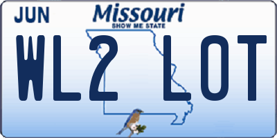 MO license plate WL2L0T