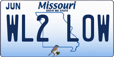 MO license plate WL2L0W
