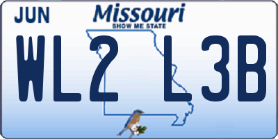 MO license plate WL2L3B