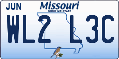MO license plate WL2L3C