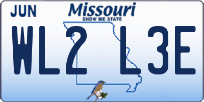 MO license plate WL2L3E